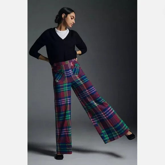Maeve Multicolor Plaid Wide Leg Pants - Picture 15 of 15